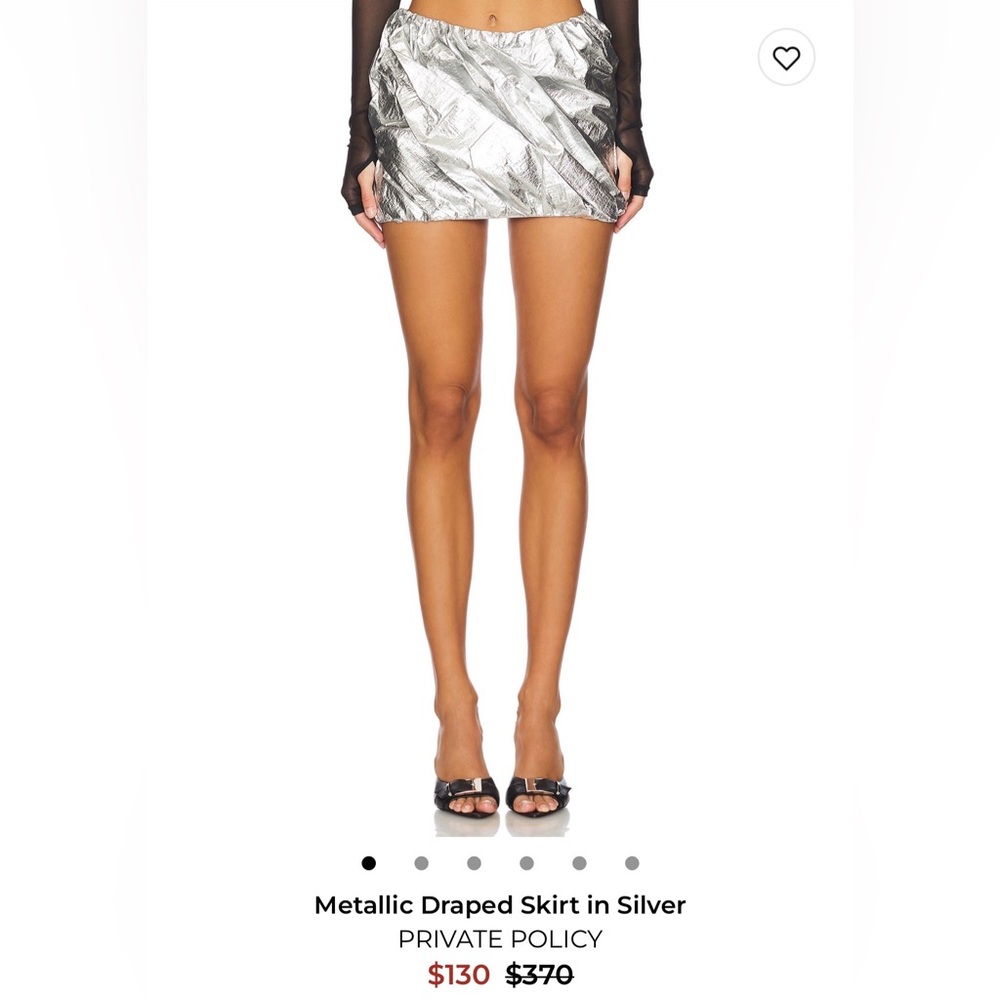 Metallic Draped Mini Skirt in Silver